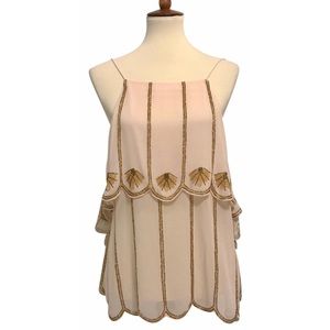 Rare Free People Blush Beaded Art Deco Camisole
